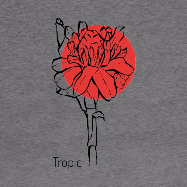 Tropical flower on red circle by Art by Taya 